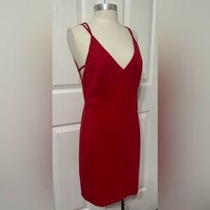 Lulus Red Knit Strappy Back Bodycon Dress Sleeveless Women’s Size M